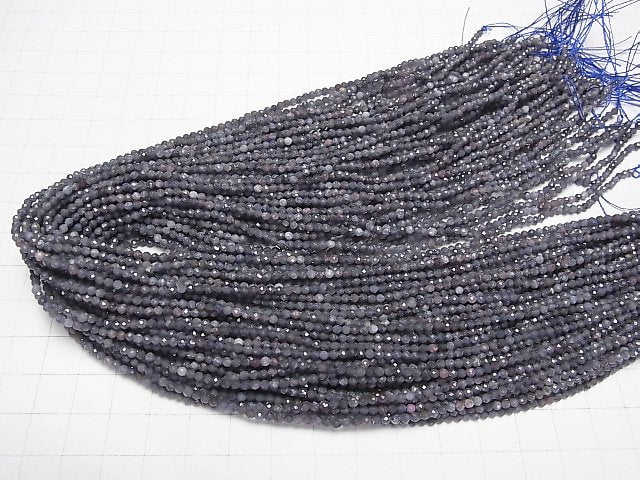 [Video] High Quality! Madagascar Sapphire AA+ Faceted Round 2mm 1strand beads (aprx.15inch/37cm)