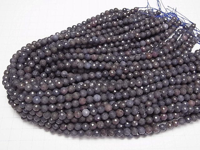 [Video] High Quality! Madagascar Sapphire AA+ 128Faceted Round 6mm half or 1strand beads (aprx.15inch/36cm)