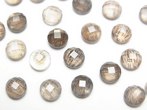 [Video]Moonstone x Crystal AAA Round Faceted Cabochon 6x6mm 3pcs