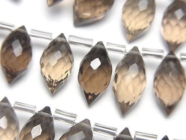 [Video]High Quality Smoky Quartz AAA- Marquise Rice Faceted Briolette half or 1strand (22pcs)