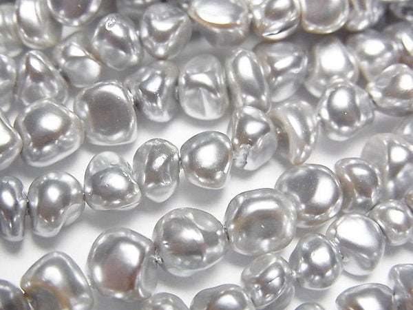 [Video]Shell Pearl Silver Potato -Baroque 6-7mm 1strand beads (aprx.15inch/37cm)