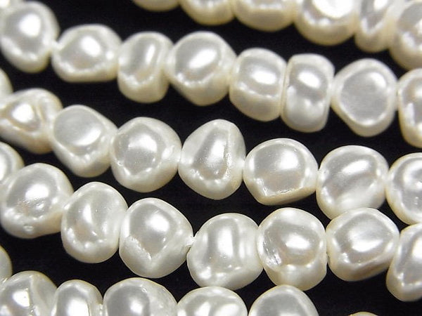 [Video]Shell Pearl White Potato -Baroque 6-7mm 1strand beads (aprx.15inch/38cm)