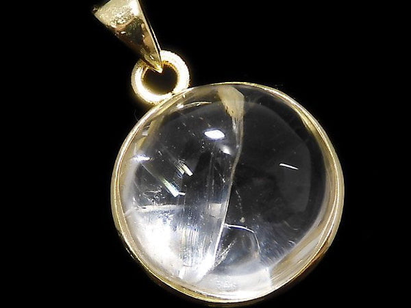 [Video][One of a kind] Crystal in Quartz Pendant 18KGP NO.35