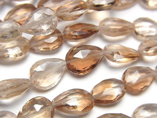 [Video]High Quality Brown Topaz AAA- Vertical Hole Faceted Pear Shape half or 1strand beads (aprx.7inch/18cm)