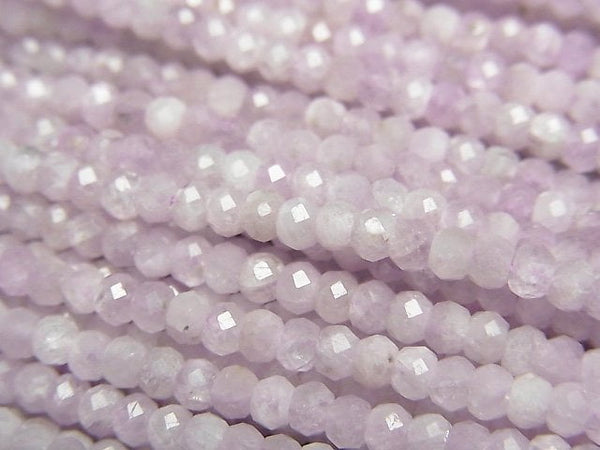 [Video]High Quality! Kunzite AA Faceted Button Roundel 3x3x2mm 1strand beads (aprx.15inch/37cm)