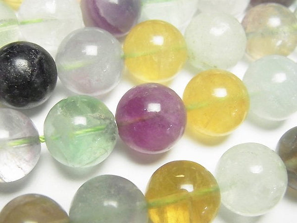 [Video] Multi color Fluorite AA Round 12mm 1strand beads (aprx.15inch/36cm)