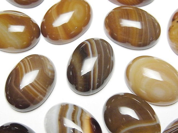 [Video] Brown Striped Agate AAA Oval Cabochon 20x15mm 2pcs