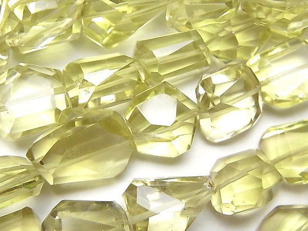 [Video]High Quality Lemon Quartz AA++ Faceted Nugget 1strand beads (aprx.7inch/18cm)