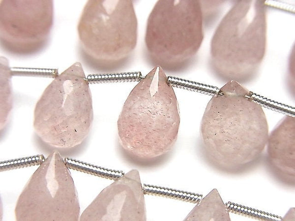 [Video]High Quality Pink Epidote AA++ Drop Faceted Briolette 1strand (18pcs)