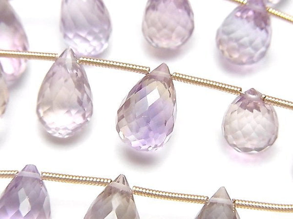 [Video]High Quality Ametrine AAA- Drop Faceted Briolette half or 1strand (12pcs)