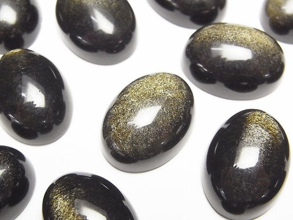 [Video] Golden Obsidian AAA Oval Cabochon 20x15mm 1pc
