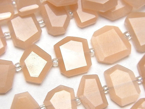 [Video]Peach Moonstone AA++ Rough Slice Faceted 1strand beads (aprx.7inch/18cm)
