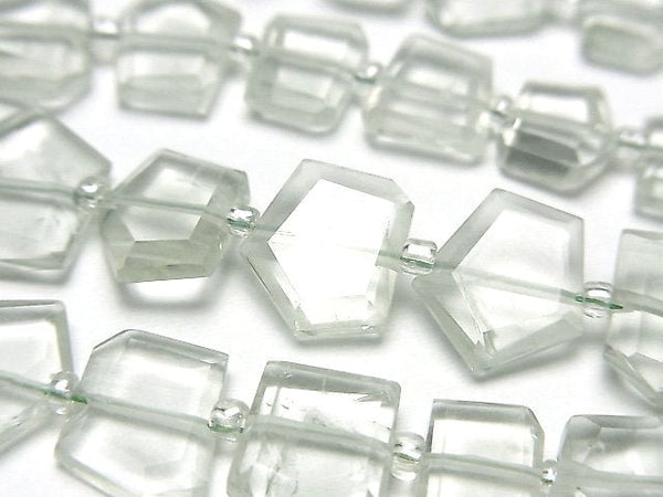 [Video]High Quality Green Amethyst AA++ Rough Slice Faceted 1strand beads (aprx.7inch/18cm)