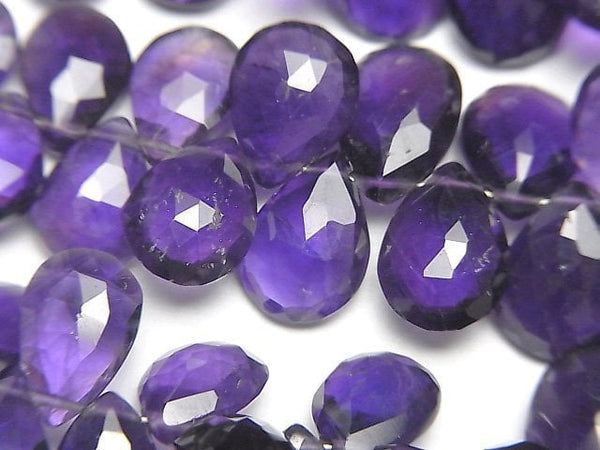 [Video]High Quality Amethyst AA++ Pear shape Faceted Briolette 1strand beads (aprx.7inch/18cm)