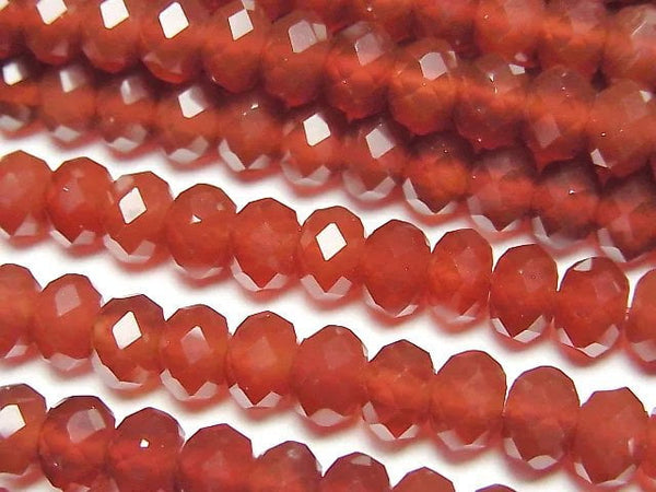 [Video] High Quality! Red Agate AAA Faceted Button Roundel 6x6x4mm half or 1strand beads (aprx.15inch/37cm)