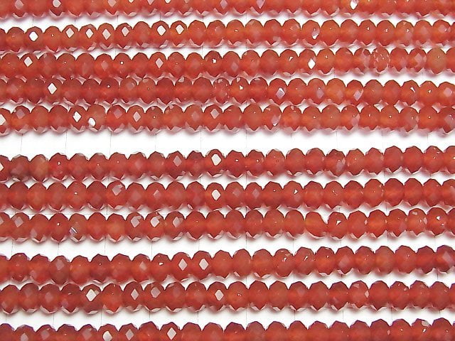 [Video] High Quality! Red Agate AAA Faceted Button Roundel 6x6x4mm half or 1strand beads (aprx.15inch/37cm)