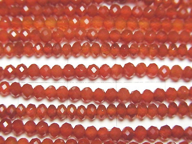 [Video]High Quality! Red Agate AAA Faceted Button Roundel 3x3x2.5mm 1strand beads (aprx.15inch/37cm)