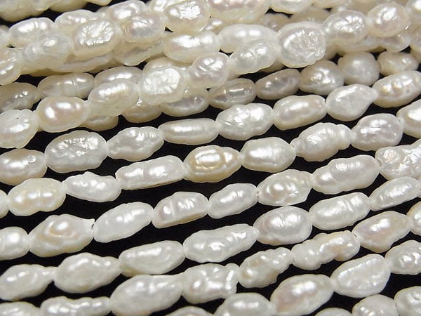 [Video]Fresh Water Pearl Keshi Pearl AA+ Baroque 5-7mm White 1strand beads (aprx.15inch/38cm)