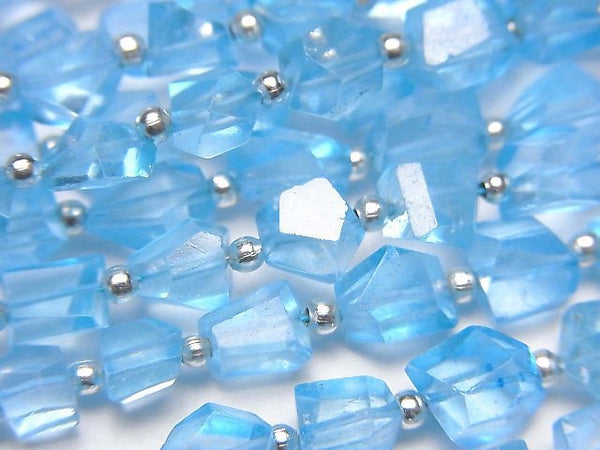 [Video]High Quality Sky Blue color Topaz AAA- Faceted Nugget 1strand beads (aprx.7inch/18cm)