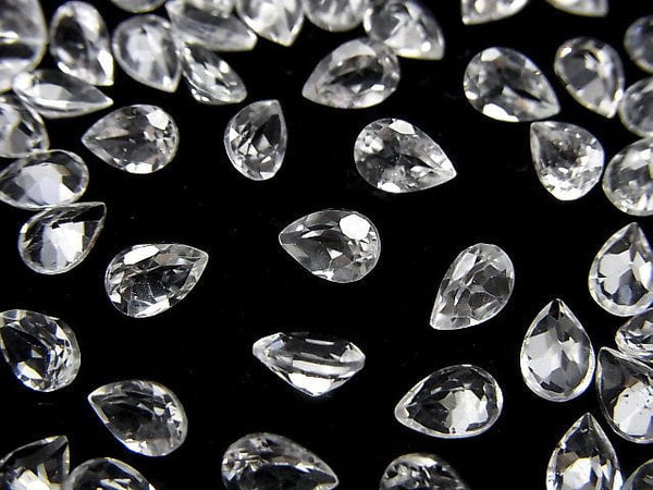 [Video]High Quality White Topaz AAA Loose stone Pear shape Faceted 6x4mm 10pcs