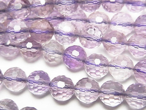 [Video] High Quality! Light color Amethyst xSmoky Quartz AA++ 128Faceted Round 6mm 1strand beads (aprx.15inch/36cm)