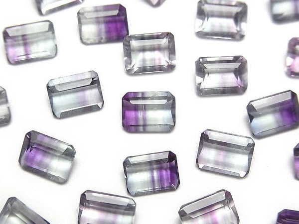[Video]High Quality Bi-color Fluorite AAA Loose stone Rectangle Faceted 8x6mm 1pc