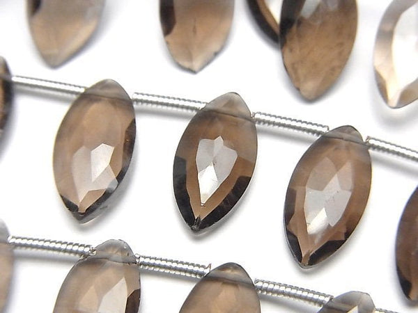 [Video]High Quality Smoky Quartz AAA- Marquise Faceted Briolette 1strand (17pcs)