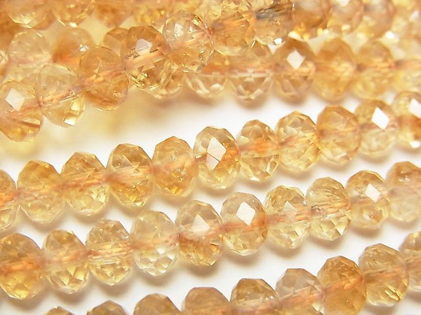 [Video] High Quality! Phantom Citrine AA++ Faceted Button Roundel 6x6x4mm half or 1strand beads (aprx.15inch/37cm)