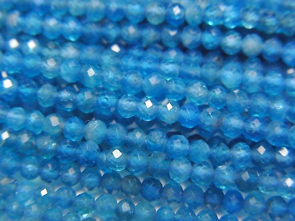 [Video] High Quality! Neon Blue Apatite AA++ Semi-Faceted Round 2mm 1strand beads (aprx.15inch/37cm)