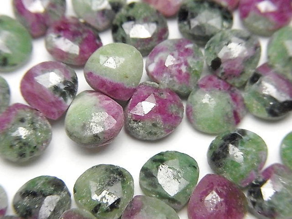 [Video] Ruby Inzoisite Chestnut Faceted Briolette 7x7mm half or 1strand beads (aprx.7inch/18cm)