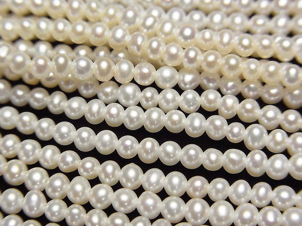 [Video]Fresh Water Pearl AAA Potato 2.5mm White half or 1strand beads (aprx.15inch/38cm)