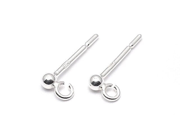 Earstuds Earrings Round Ball 2mm 2pairs with Silver925 Ring