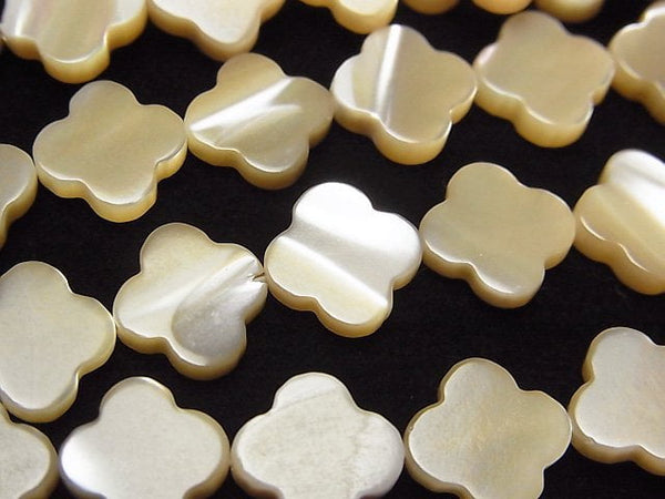 [Video]Mother of Pearl MOP Beige Flower Motif 10x10x2.5mm 1strand beads (aprx.15inch/36cm)