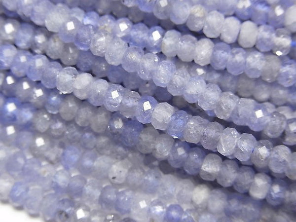 [Video]High Quality! Tanzanite AAA- Faceted Button Roundel 3.5x3.5x2mm 1/4 or 1strand beads (aprx.15inch/36cm)