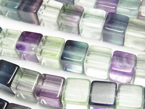 [Video] Multi color Fluorite AA++ Cube 10x10x10mm half or 1strand beads (aprx.15inch/38cm)