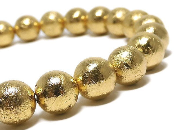 [Video][One of a kind] Meteorite Round 8mm Yellow Gold Bracelet NO.2