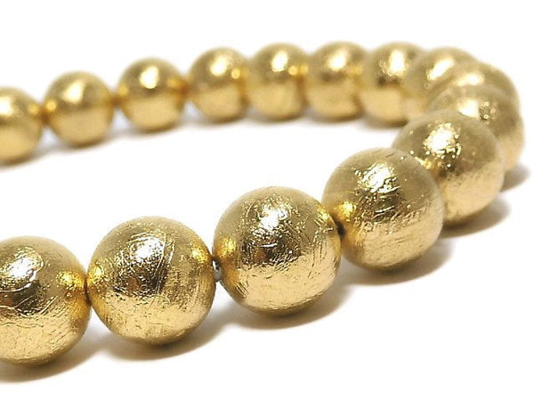 [Video][One of a kind] Meteorite Round 8mm Yellow Gold Bracelet NO.5