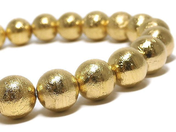 [Video][One of a kind] Meteorite Round 8mm Yellow Gold Bracelet NO.8