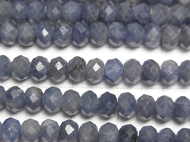 [Video] High Quality! Sapphire AA+ Faceted Button Roundel 5.5x5.5x4mm half or 1strand beads (aprx.15inch/37cm)
