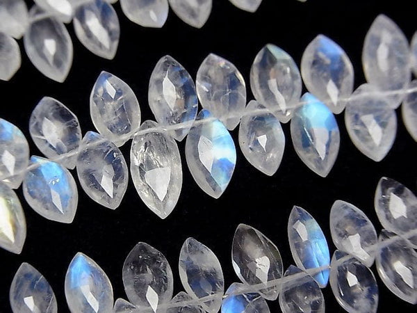 [Video]High Quality Rainbow Moonstone AAA- Faceted Marquise half or 1strand beads (aprx.6inch/14cm)