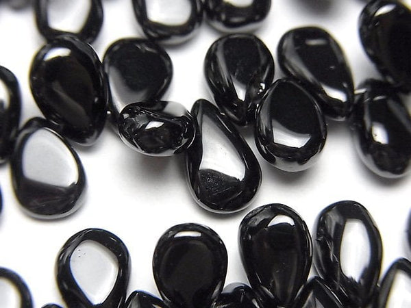 [Video] Black Tourmaline AAA- Pear shape (Smooth) half or 1strand beads (aprx.7inch/18cm)
