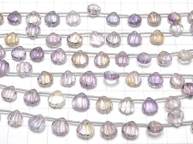 [Video]High Quality Amethyst xCitrine AAA- Carved Chestnut 1strand (15pcs)