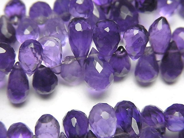 [Video]High Quality Amethyst AAA- Drop Faceted Briolette half or 1strand beads (aprx.7inch/18cm)