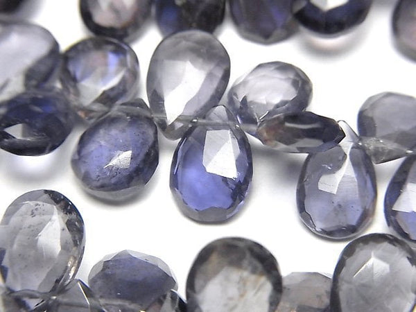 [Video]High Quality Iolite AA Pear shape Faceted Briolette 1strand beads (aprx.8inch/20cm)