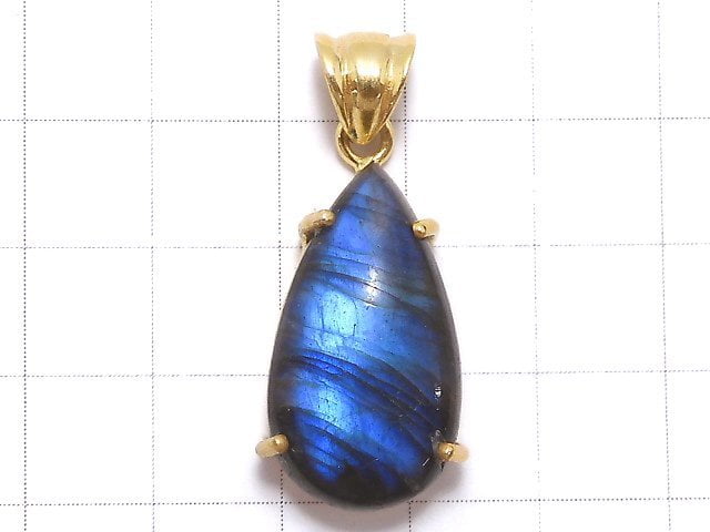 [Video][One of a kind] High Quality Blue Labradorite AAA Pendant 18KGP NO.125