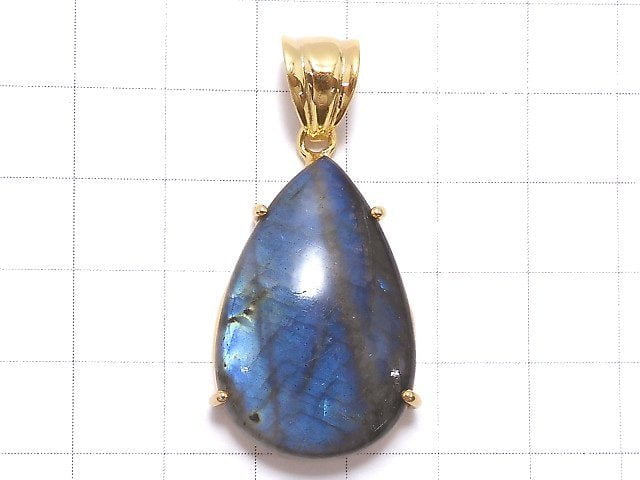 [Video][One of a kind] High Quality Blue Labradorite AAA Pendant 18KGP NO.126