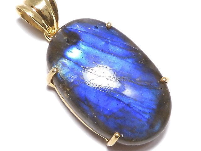 [Video][One of a kind] High Quality Blue Labradorite AAA Pendant 18KGP NO.127