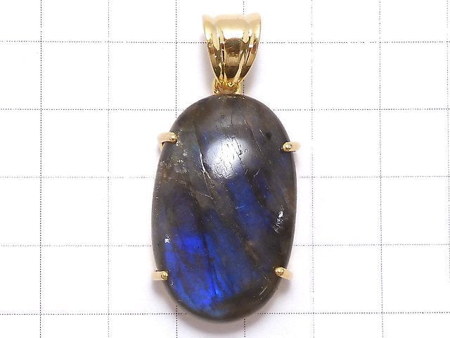 [Video][One of a kind] High Quality Blue Labradorite AAA Pendant 18KGP NO.127