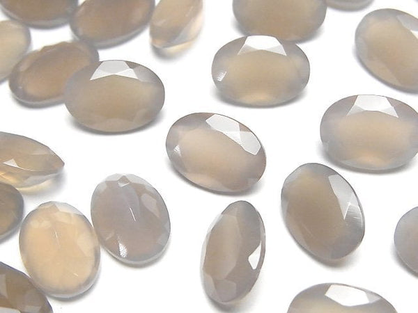 [Video]High Quality Gray Onyx AAA Loose stone Oval Faceted 14x10mm 2pcs