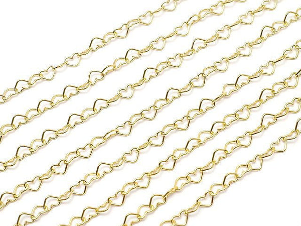 14KGF Flat Heart Cable Chain 4.0x2.8mm 10cm